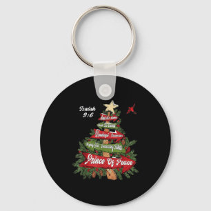 Isaiah 9_6 And He Will Be Called Jesus Xmas Tree C Key Ring