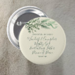 Isaiah 9:6 Bible Scripture Elegant Pine Christmas 6 Cm Round Badge<br><div class="desc">Isaiah 9:6 written in modern elegant typography says, "Wonderful Counsellor, Mighty God, Everlasting Father, Prince of Peace" in evergreen sage green script. Customise the text with your own words if desired. I created this one-of-a-kind hand drawn elegant evergreen toned pine branch and berries on a off white background. The contemporary...</div>