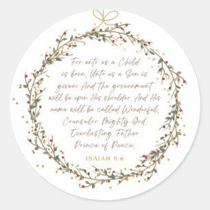 Isaiah 9:6 Christmas Bible Verse Classic Round Sticker