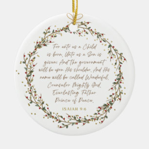Isaiah 9:6 For Unto Us A Child Christmas Christian Ceramic Tree Decoration