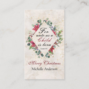 Isaiah 9:6 For unto us a child is born, Christmas Business Card