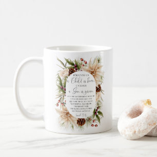 Isaiah 9:6 For unto us Christmas Oval Floral Frame Coffee Mug