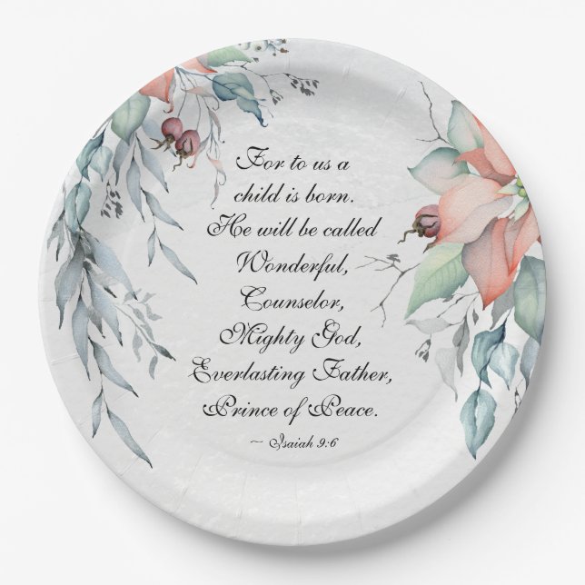 Isaiah 9:6 He will be called Wonderful...Christmas Paper Plate (Front)