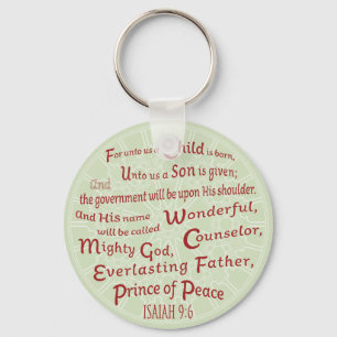 Isaiah 9:6 in Christmas Colours Key Ring