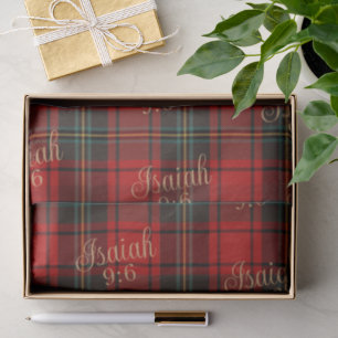 Isaiah 9:6 Lux Red Tartan Christmas Classic Plaid Tissue Paper