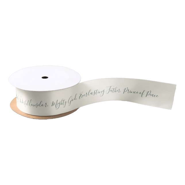 Isaiah 9:6 Prince of Peace Elegant Pine Christmas Satin Ribbon (Spool)