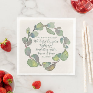 Isaiah 9:6 Sage Watercolor Christian Christmas Napkin