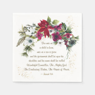 Isaiah 9:6 Unto Us A Child is Born Bible Christmas Napkin
