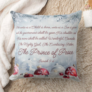 Isaiah 9:6 Unto us a Child is Born Christmas Cushion