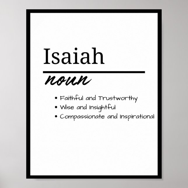 Isaiah, Boy Personalised Name Definition Poster (Front)