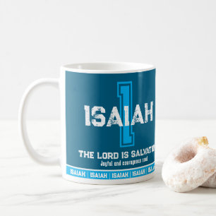 Isaiah name meaning sports monogram blue coffee mug