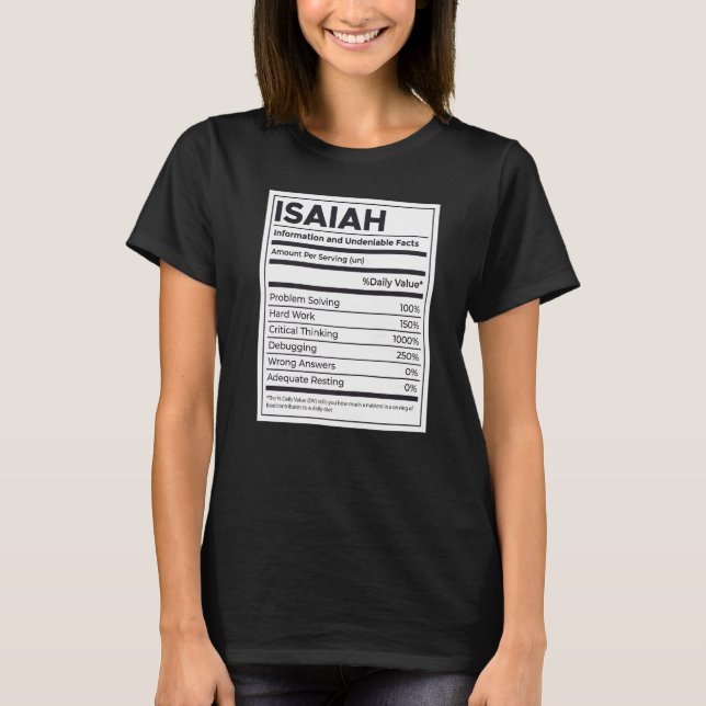 Isaiah Nutrition Information Problem Solving Hard  T-Shirt (Front)