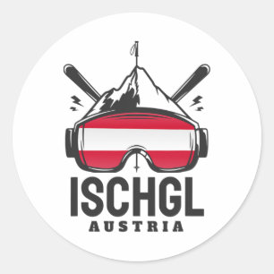 Ischgl Austria Ski Resort Retro Skiing Classic Round Sticker