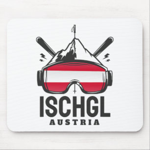 Ischgl Austria Ski Resort Retro Skiing Mouse Pad