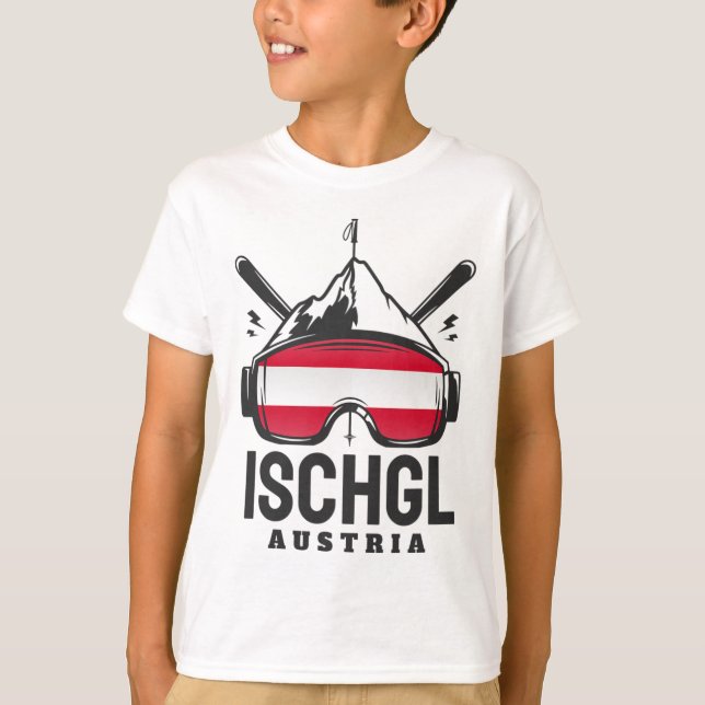 Ischgl Austria Ski Resort Retro Skiing  T-Shirt (Front)