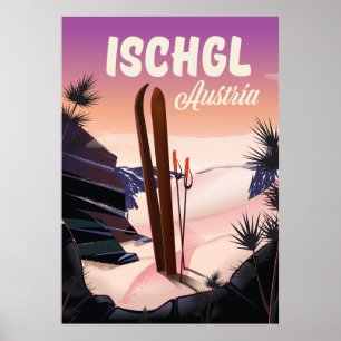 Ischgl Austria vintage ski poster. Poster