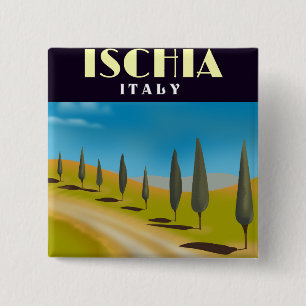 Ischia Italy travel poster 15 Cm Square Badge