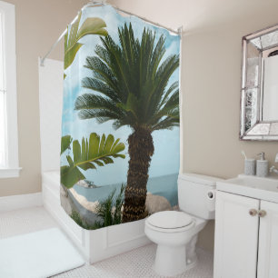 Ischia Ponte Oceanfront Palm Serenity 1 Shower Curtain