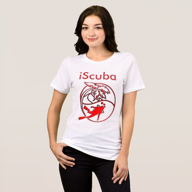 iScuba -Red Circle With Palm and Scuba Diver Tri-Blend Shirt (Front Full)