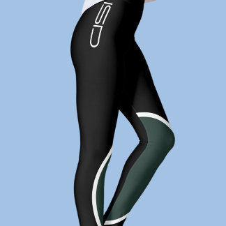 ISD Green White Sportswear Fitness Retro Leggings
