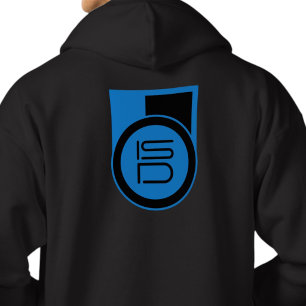 ISD Men's Black Blue Logo Streetwear Hoodie