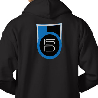 ISD Men's Black Blue White Back Print Streetwear Hoodie