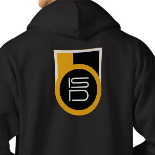ISD Men's Black Gold Back Print Streetwear Retro Hoodie