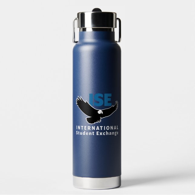 ISE Insulated Navy Blue Water Bottle (Front)