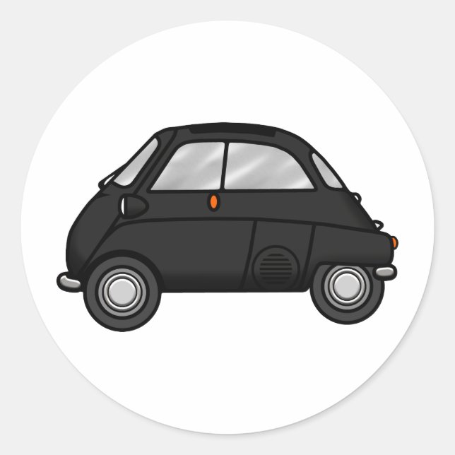 isetta black classic round sticker (Front)
