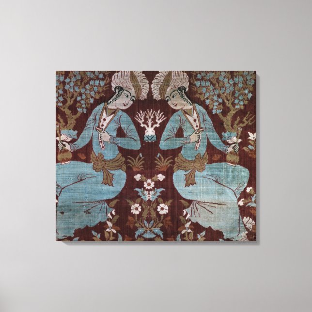 Isfahan style panel, Persian, 17th century (silk) Canvas Print (Front)