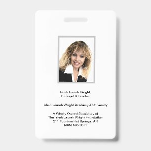 Ishah Laurah Wright Academy And University ID Badge