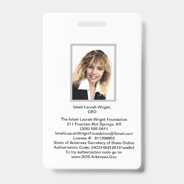 Ishah Laurah Wright Academy And University ID Badge (Front)