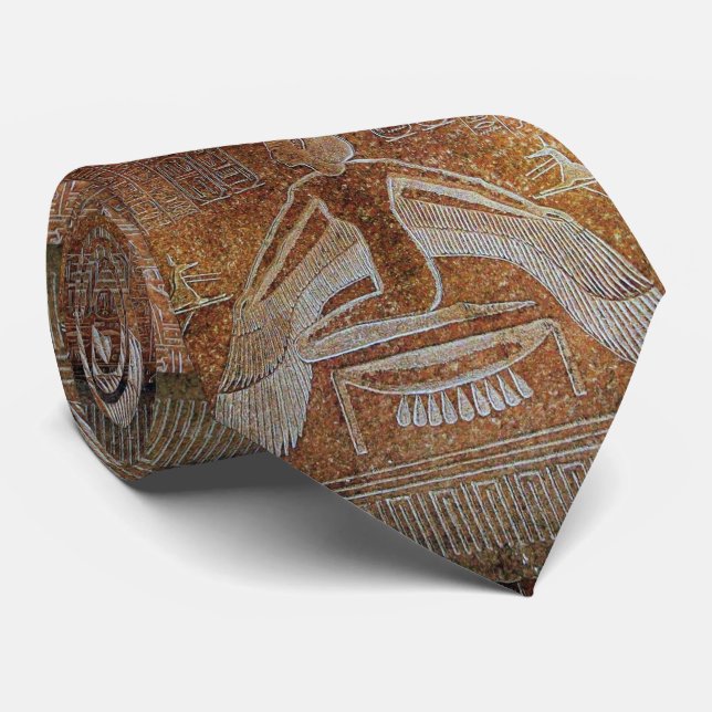 ISIS, Egypian Goddess Antique Brown White  Tie (Rolled)