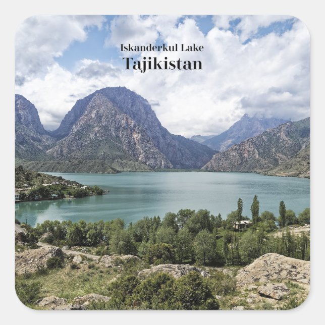 Iskanderkul Lake, Tajikistan Square Sticker (Front)