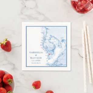 Isla Del Sol Florida Map Elegant Wedding Napkin