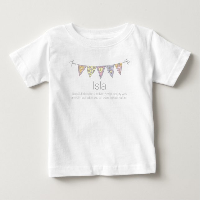 Isla girls name meaning bunting flag t-shirt (Front)