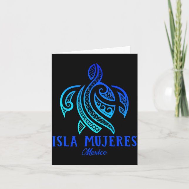 Isla Mujeres Mexico Sea Turtle Tie Dye Hibiscus Va Card (Front)