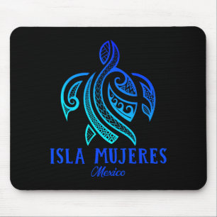 Isla Mujeres Mexico Sea Turtle Tie Dye Hibiscus Va Mouse Pad