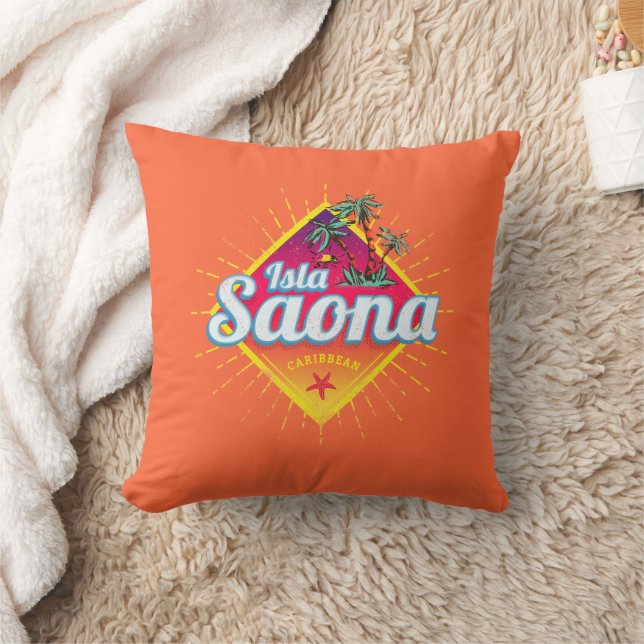 Isla Saona Caribbean Dominican Republic Retro Cushion (Blanket)