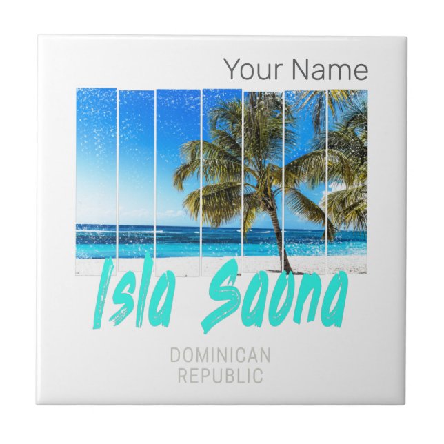 Isla Saona Dominican Republic Beach Vintage Design Tile (Front)