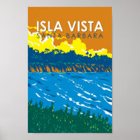 Isla Vista California Travel Art Vintage
