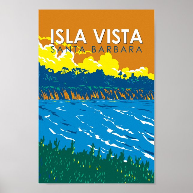 Isla Vista California Travel Art Vintage Poster (Front)