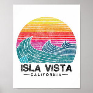 Isla Vista Surfing Waves Beach Retro California Su Poster