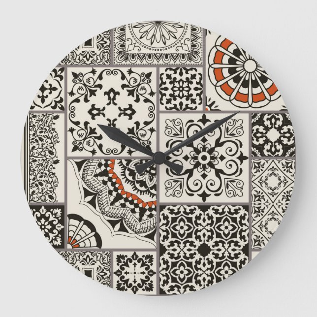 Islam Arabic Majolica Tiles Patchwork Large Clock (Front)