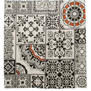 Islam Arabic Majolica Tiles Patchwork Shower Curtain