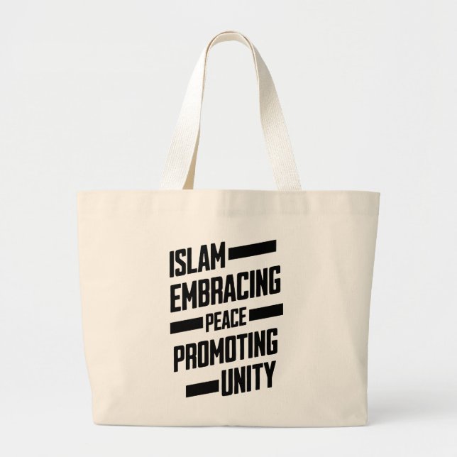 Islam Embracing Peace Promoting Unity Large Tote Bag (Front)