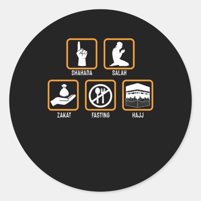 Islam Shahada Salah Hajj Mecca Allah Muslim Gift Classic Round Sticker (Front)