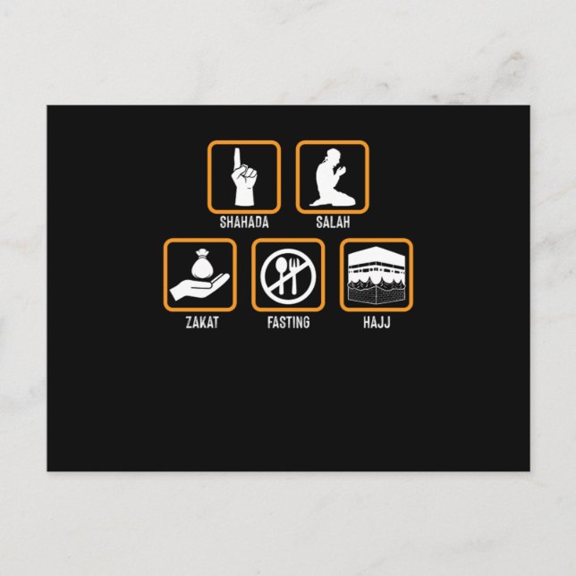 Islam Shahada Salah Hajj Mecca Allah Muslim Gift Postcard (Front)