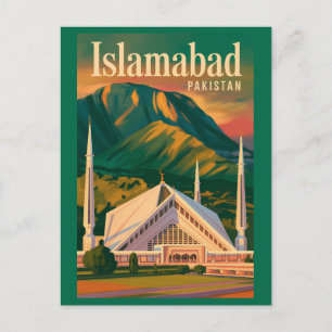 Islamabad Pakistan Faisal Mosque Illustration Postcard