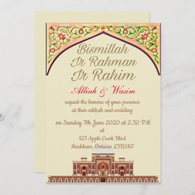Islamic and Arabic Wedding Invitation (Front/Back)